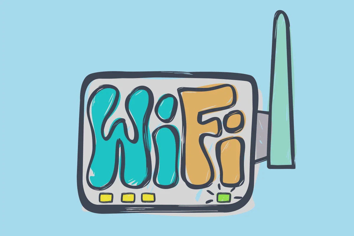 Un router wi-fi portatile illustrato con la scritta WiFi